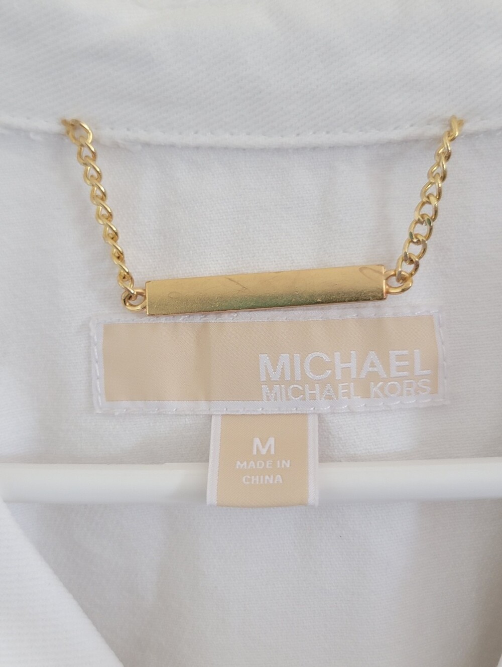 Michael Kors White Short-Sleeve Frayed Moto Denim Jacket Sz M MSRP $175.00 - Picture 3 of 11